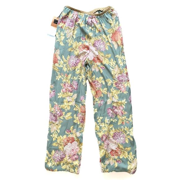 NWT Vintage Carole Little Wide Leg Pull On Pant Women 10 Tuilleries Floral Rayon - Picture 1 of 10